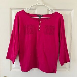 Ralph Lauren Vibrant Pink Long Sleeve Tee